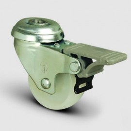 75mm Swivel Bolt Hole Nylon Castor (Braked) - Max. 55Kg
