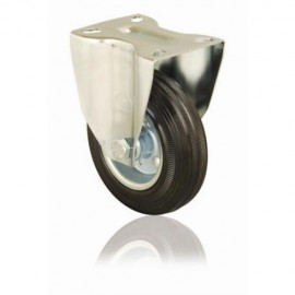 200mm Fixed Top Plate Black Rubber Castor - Max. 180Kg