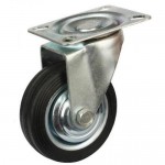 REDUCED!!! - 125mm Swivel Top Plate Black Rubber Castor - Max. 110Kg 