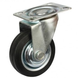 REDUCED!!! - 125mm Swivel Top Plate Black Rubber Castor - Max. 110Kg