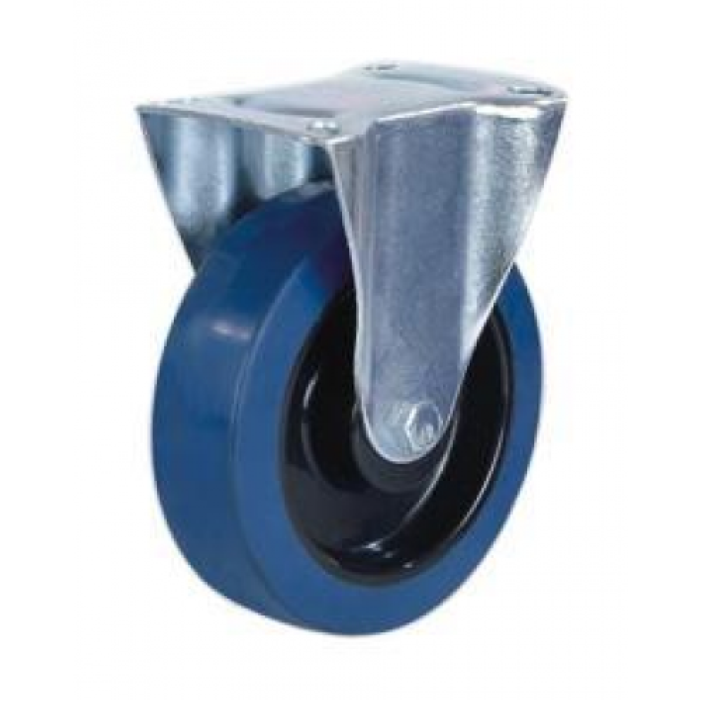 125mm Blue Elastic Fixed Castor with Roller Bearing Wheel - Max. 160Kg