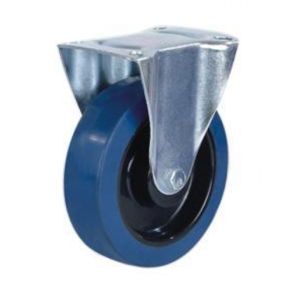 125mm Blue Elastic Fixed Castor with Roller Bearing Wheel - Max. 160Kg 125mm Blue Elastic Fixed Castor with Roller Bearing Wheel - Max. 160Kg