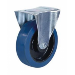 100mm Blue Elastic Fixed Castor with Roller Bearing Wheel - Max. 140Kg 