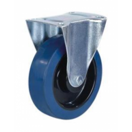 100mm Blue Elastic Fixed Castor with Roller Bearing Wheel - Max. 140Kg