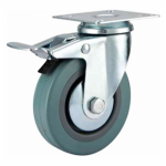 50mm Castor - Grey Non-Marking Rubber - Swivel Top Plate (Braked) - Max 30Kg