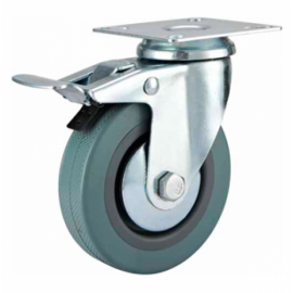 Heavy-Duty Door casters / 4inch scalable 60mm Load 80kg 100mm Spring Shock-Absorbing casters with Brake/wear-Resistant Silent Wheel/for All Terrain 