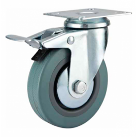 50mm Castor - Grey Non-Marking Rubber - Swivel Top Plate (Braked) - Max 30Kg