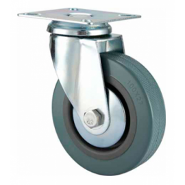 50mm Castor - Grey Non-Marking Rubber - Swivel Top Plate - Max 30Kg