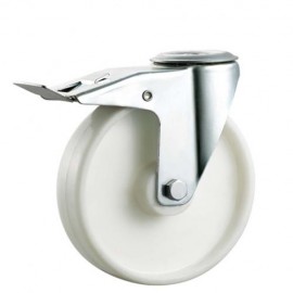 100mm Swivel Bolt Hole Nylon Castor (Braked) - Max. 140Kg