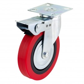 125mm Swivel Top Plate Polyurethane Castor (Braked) - Max. 140Kg