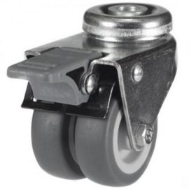 50mm Twin Wheel Castor - NON MARKING - Swivel Bolt Hole (Braked) - Max. 60Kg