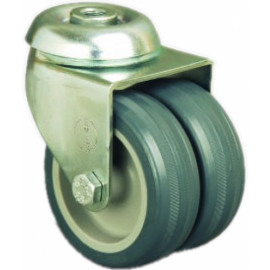 50mm Twin Wheel Castor - NON MARKING - Swivel Bolt Hole - Max. 55Kg