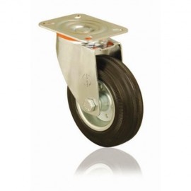 200mm Swivel Top Plate Black Rubber Castor - Max. 180Kg