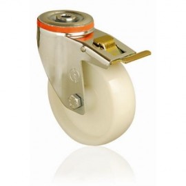 150mm Swivel Bolt Hole (Braked) Nylon Castor - Max. 180Kg